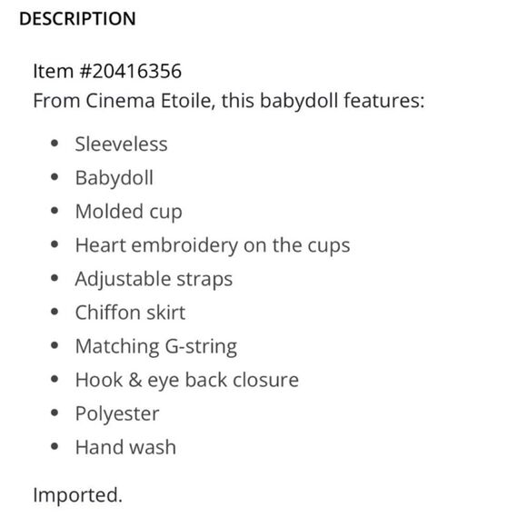 SW by Cinema ETOILE L Black Red Embroidered Chiffon Intimate Gown with Thong - Picture 11 of 11